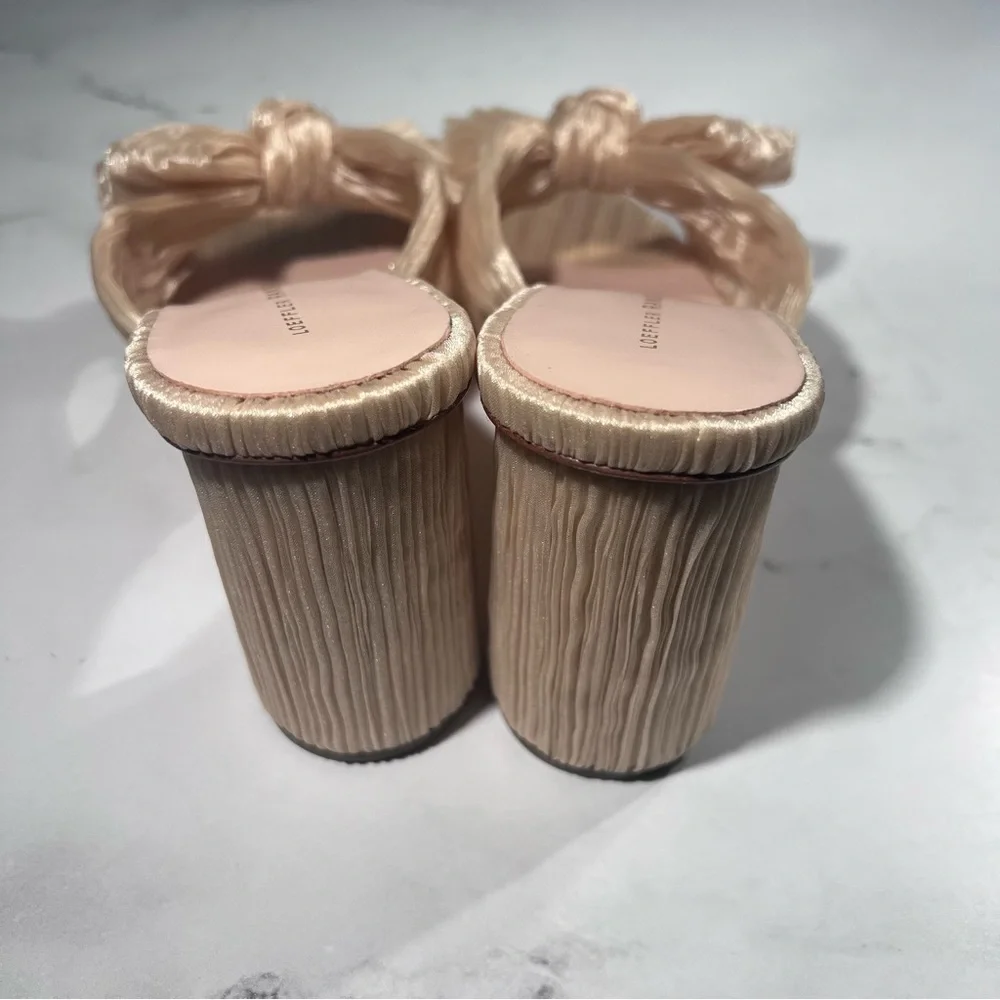 Loeffler Randall Penny Almond Pleated Fabric Knot Mule Heel Sandals - Picture 7 of 8